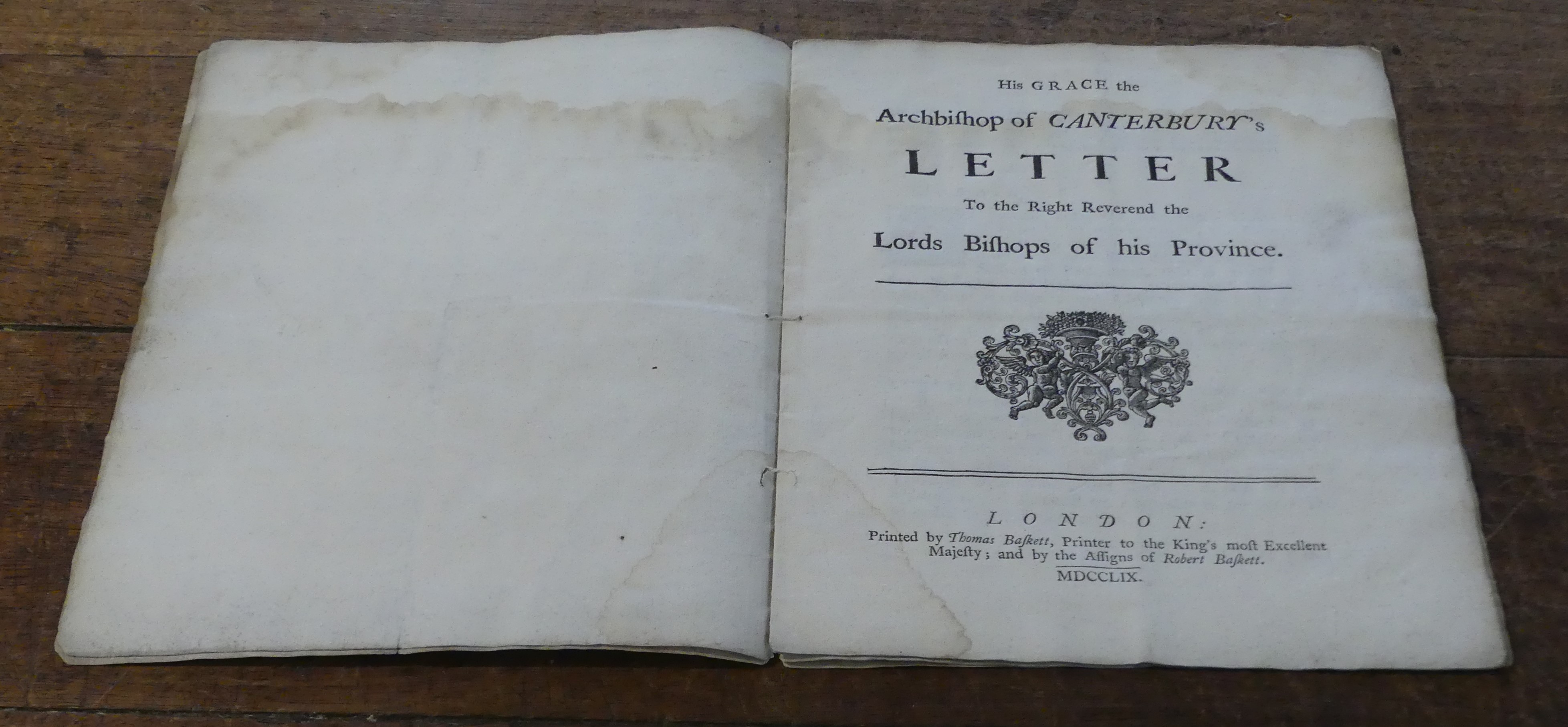 His Grace the Archibishop of Canterbury's Letter to the Right Reverend the Lords Bishops of His Province