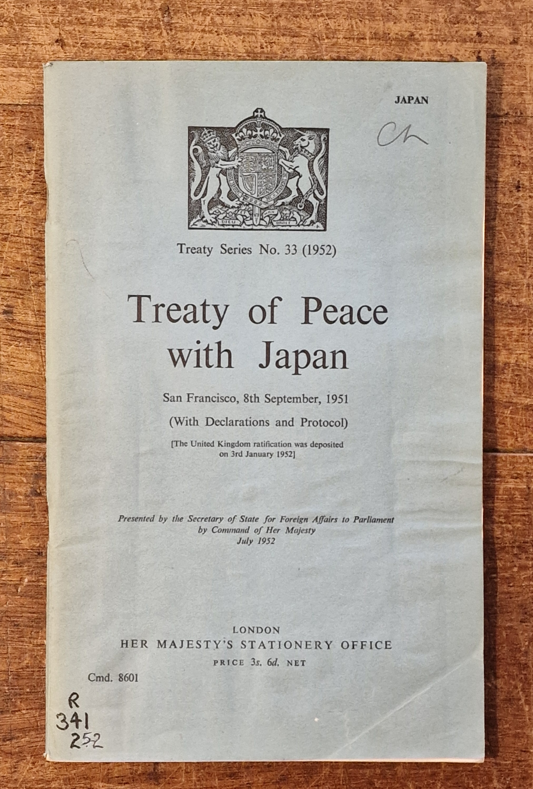 Treaty of Peace with Japan San Francisco, 8th September, 1951