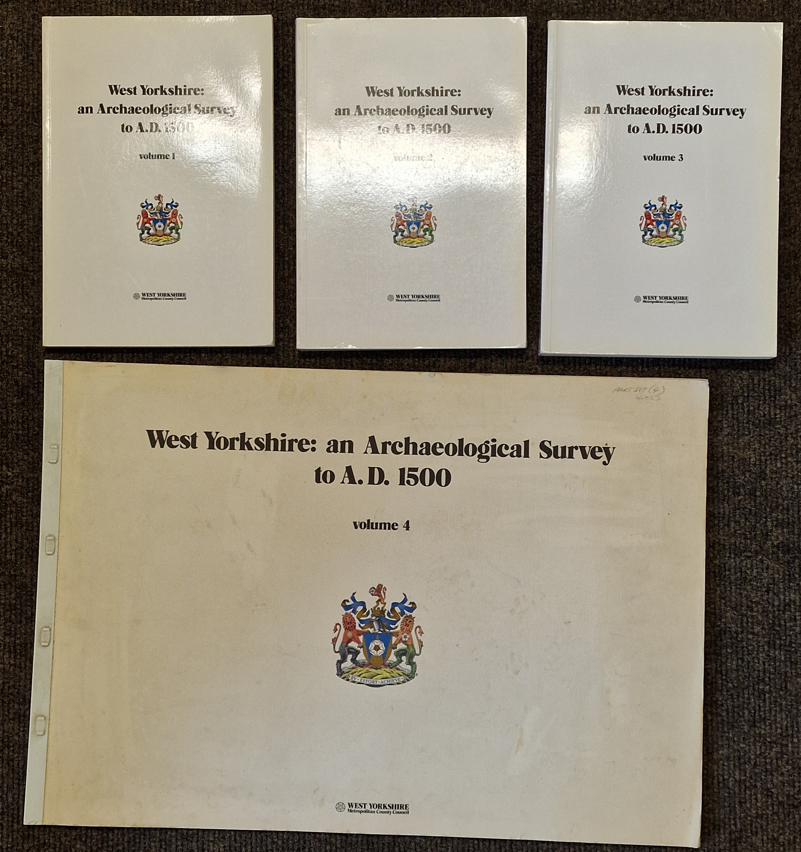West Yorkshire : An Archaelogical Survey to A.D. 1500. [4 Volume Set complete]