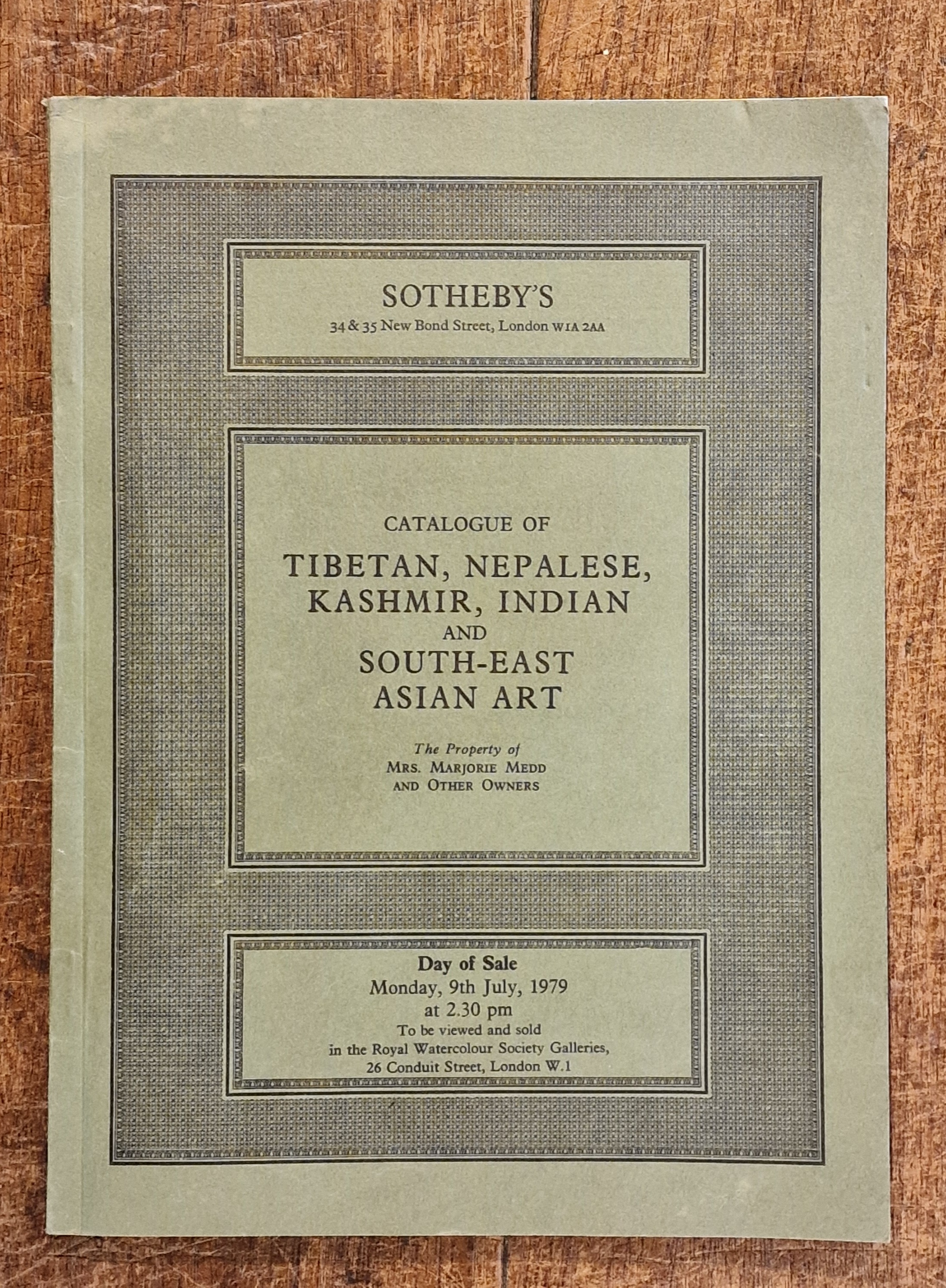 Catalogue of Tibetan, Nepalese, Kashmir, Indian and South-east Asian Art. Day of Sale Monday 9th July 1979