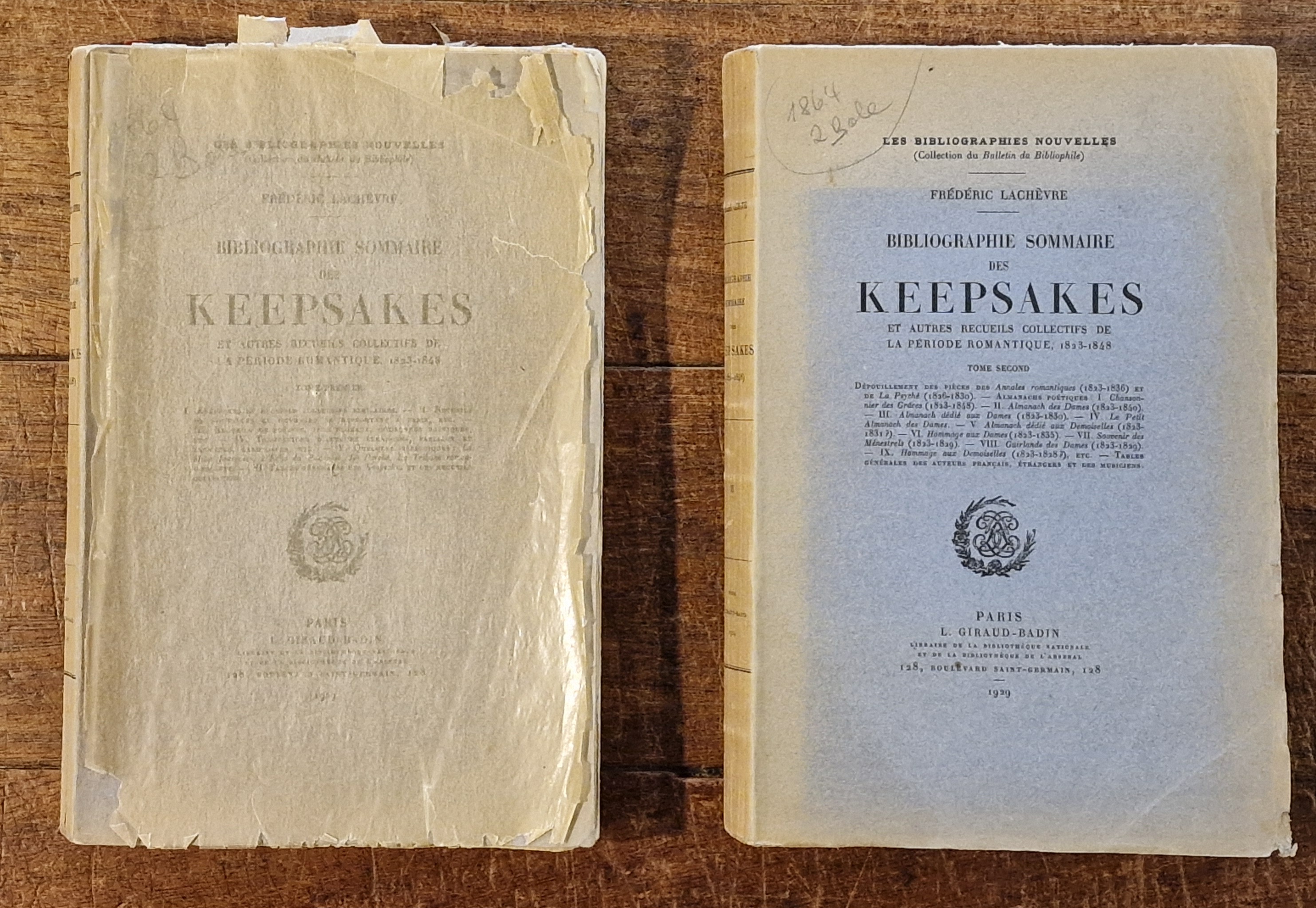 Bibliographie sommaire des keepsakes et autres recueils collectifs de la priode romantique, 1823-1848 TWO VOLUMES
